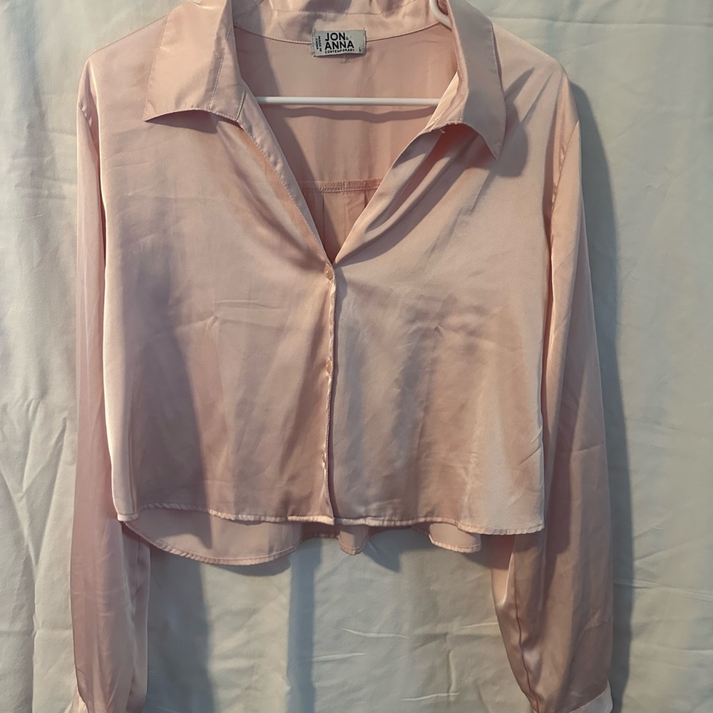 Women's Pink Satin Blouse
